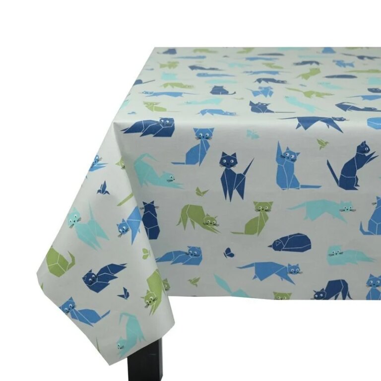 Fleur de Soleil - Nappe enduite Chats bleus