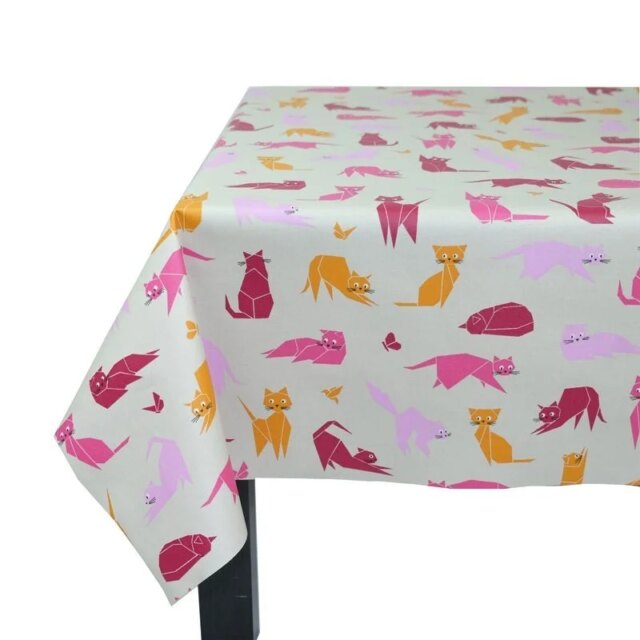 Fleur de Soleil - Nappe enduite Chats roses