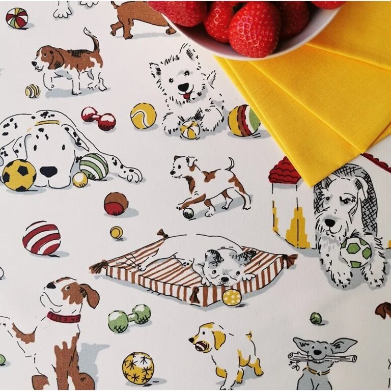Fleur de Soleil - Nappe enduite Chiens