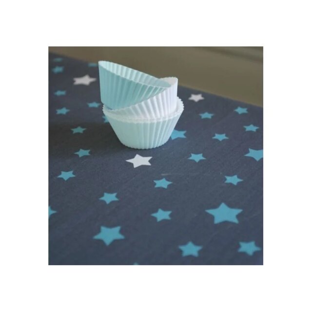 Fleur de Soleil - Nappe enduite Etoiles gris/turquoise