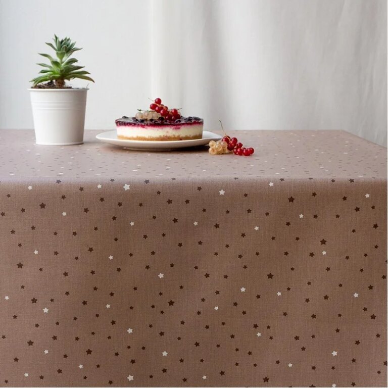 Fleur de Soleil - Nappe enduite Etoiles taupe taupe