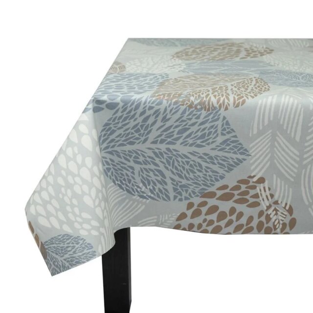 Fleur de Soleil - Nappe enduite Feuilles gris beige