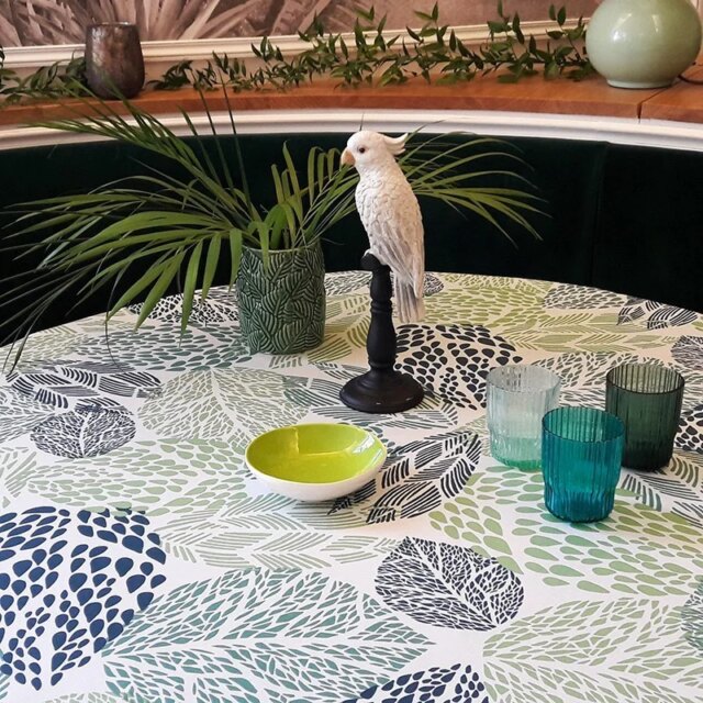 Fleur de Soleil - Nappe enduite Feuilles vertes