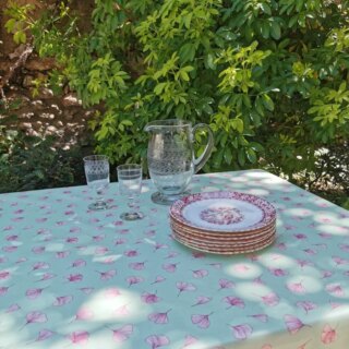 Nappe enduite Ginkgo Pistache par la marque Fleur de Soleil Fleur de Soleil - Nappe enduite Ginkgo Pistache