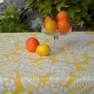 Nappe enduite Hortensia jaune par la marque Fleur de Soleil Fleur de Soleil - Nappe enduite Hortensia jaune
