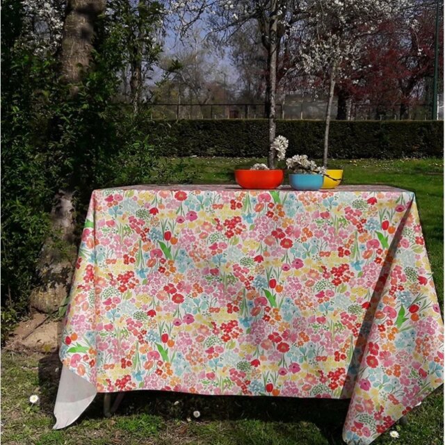 Fleur de Soleil - Nappe enduite Jardin fleuri