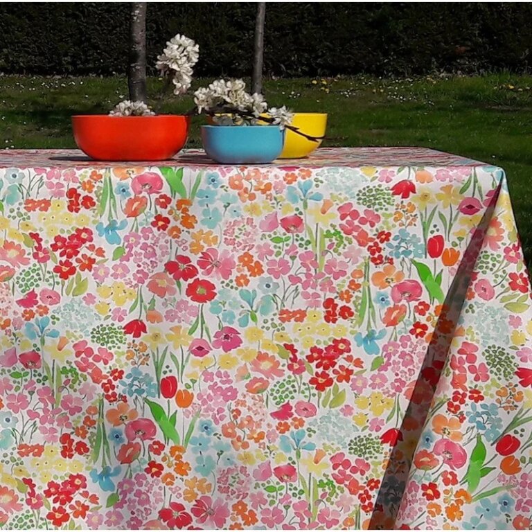 Fleur de Soleil - Nappe enduite Jardin fleuri
