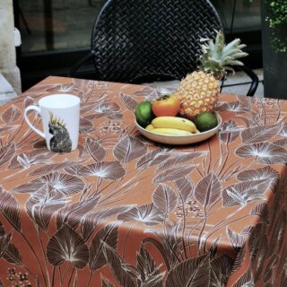Fleur de Soleil - Nappe enduite Jungle brun