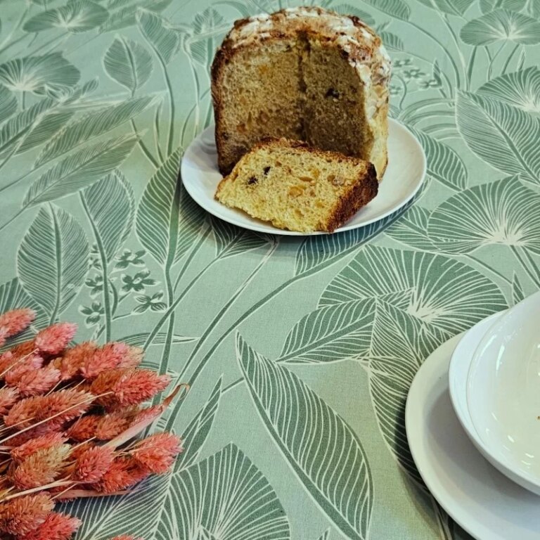 Fleur de Soleil - Nappe enduite Jungle vert