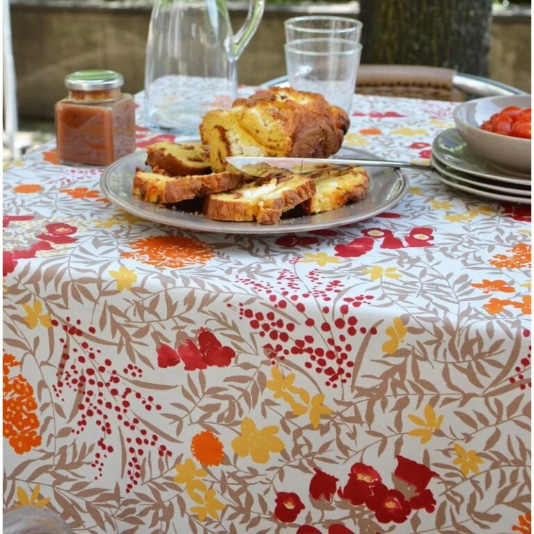 Fleur de Soleil - Nappe enduite Mimosa Rouge