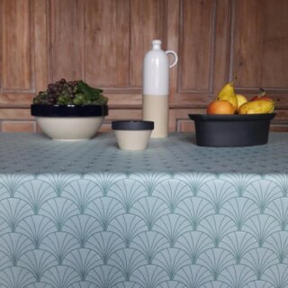 Nappe enduite Papyrus vert d’eau par la marque Fleur de Soleil Fleur de Soleil - Nappe enduite Papyrus vert d’eau