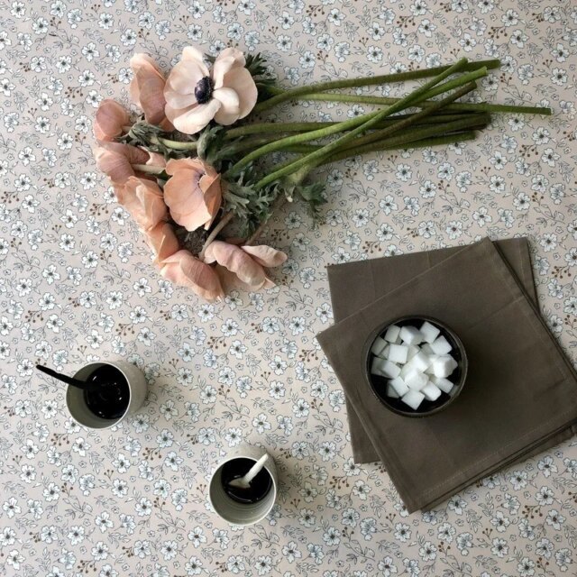 Fleur de Soleil - Nappe enduite Anémone rose