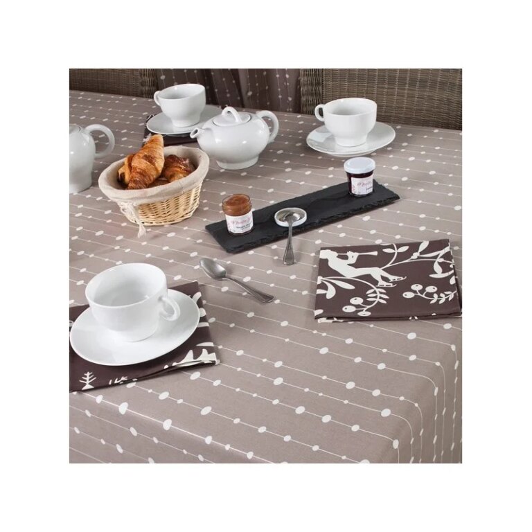 Fleur de Soleil - Nappe enduite Perles taupe