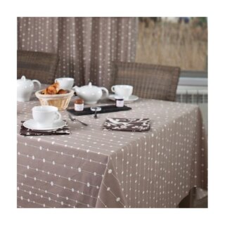 Fleur de Soleil - Nappe enduite Perles taupe