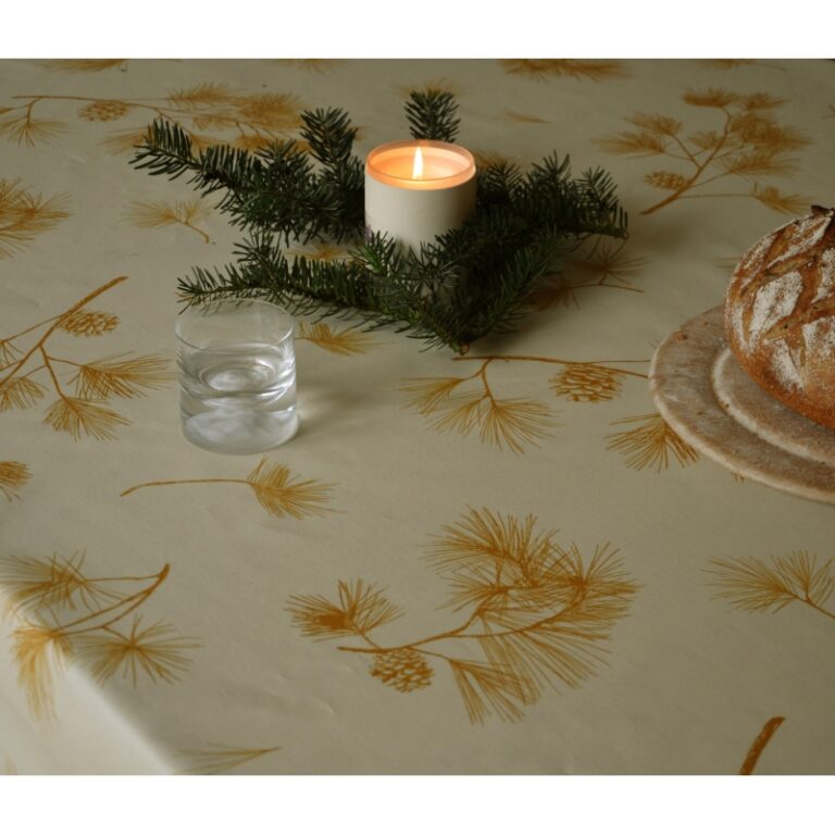 Fleur de Soleil - Nappe enduite Pin Doré