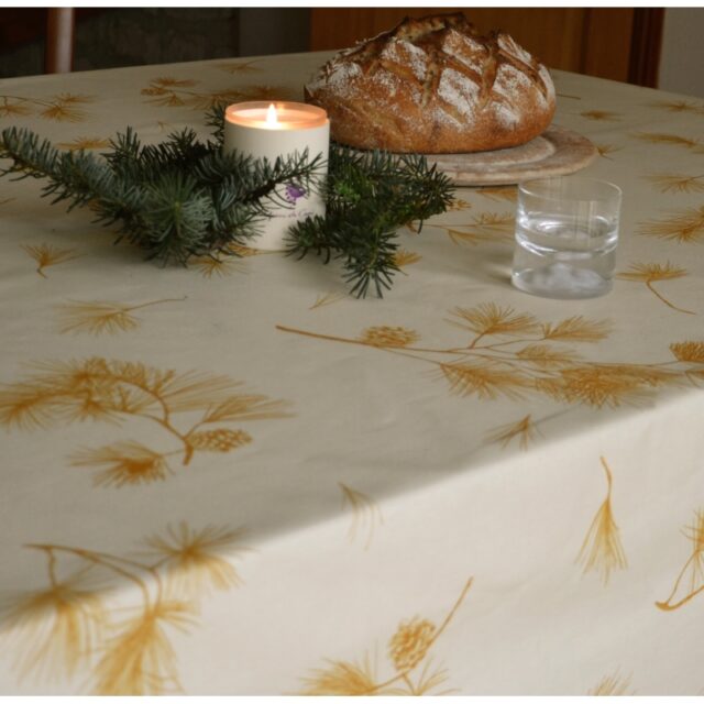 Fleur de Soleil - Nappe enduite Pin Doré