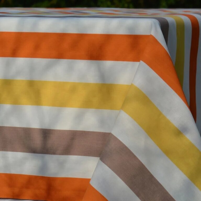 Fleur de Soleil - Nappe enduite Rayure Jaune