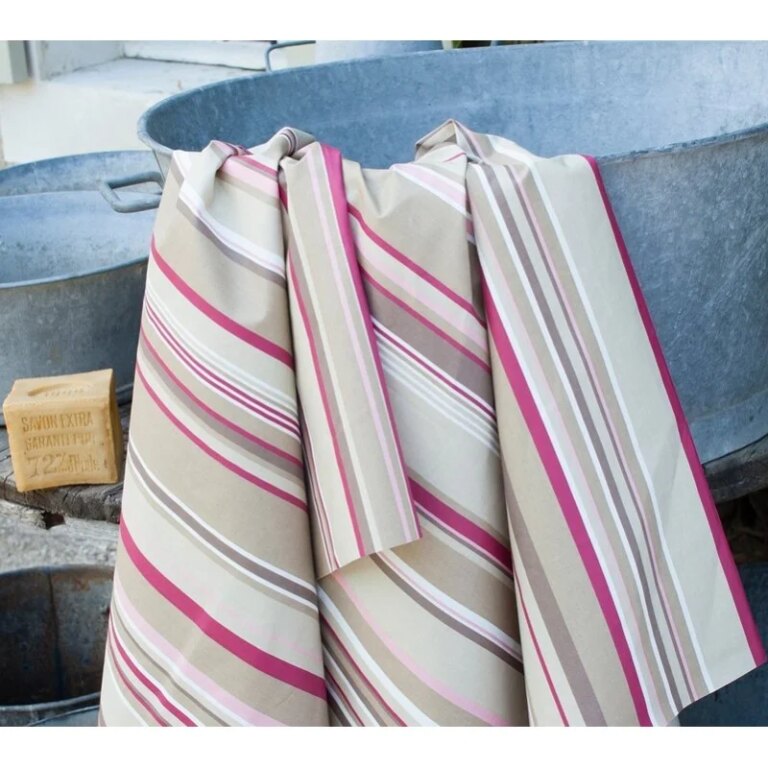 Fleur de Soleil - Nappe enduite Rayure taupe