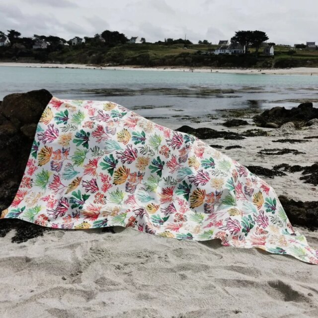 Fleur de Soleil - Nappe coton enduit ronde ou ovale Algues