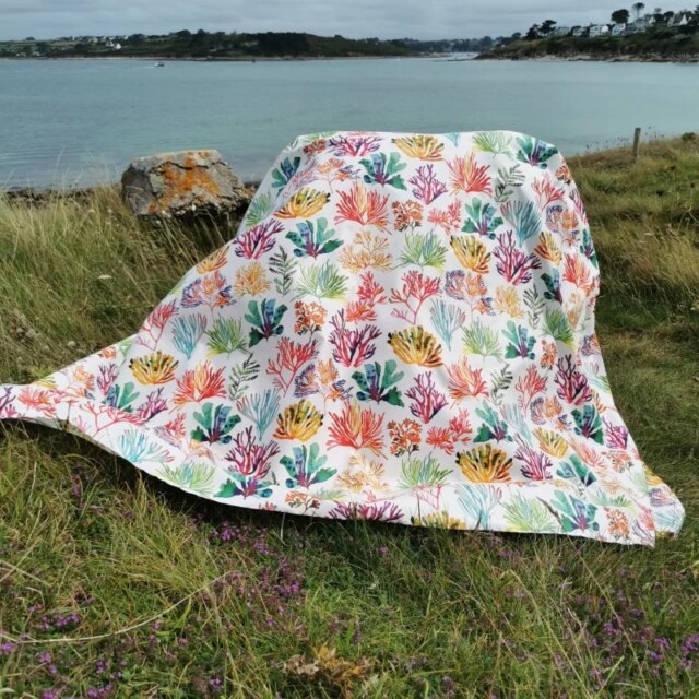 Fleur de Soleil - Nappe coton enduit ronde ou ovale Algues