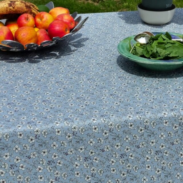 Fleur de Soleil - Nappe enduite ronde ou ovale Anémone bleue