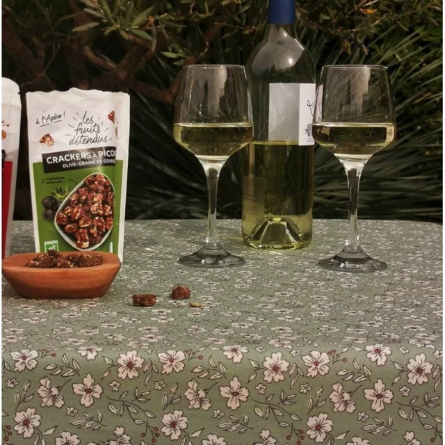 Fleur de Soleil - Nappe enduite ronde ou ovale Anémone verte