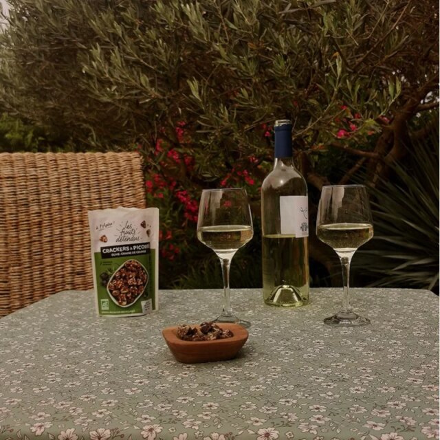 Fleur de Soleil - Nappe enduite ronde ou ovale Anémone verte