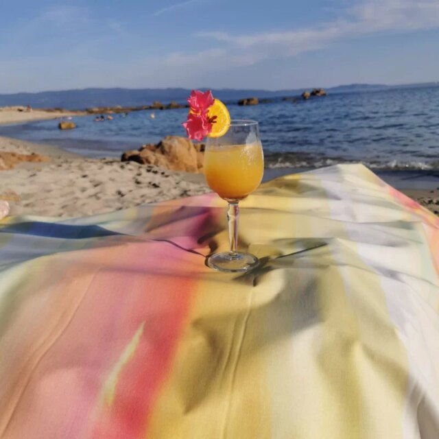 Fleur de Soleil - Nappe enduite ronde ou ovale Aquarelle jaune