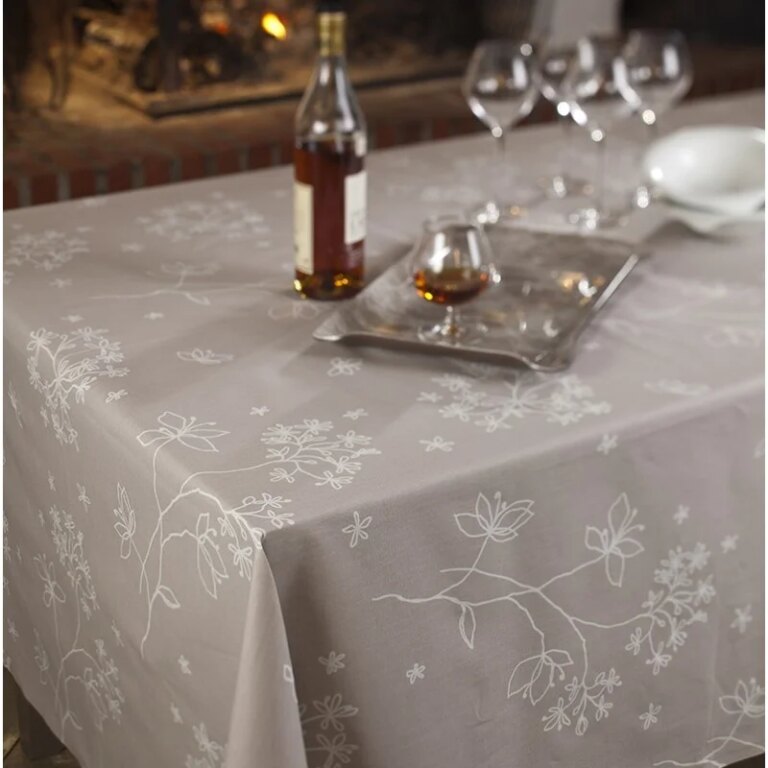 Fleur de Soleil - Nappe enduite ronde ou ovale Astrance beige