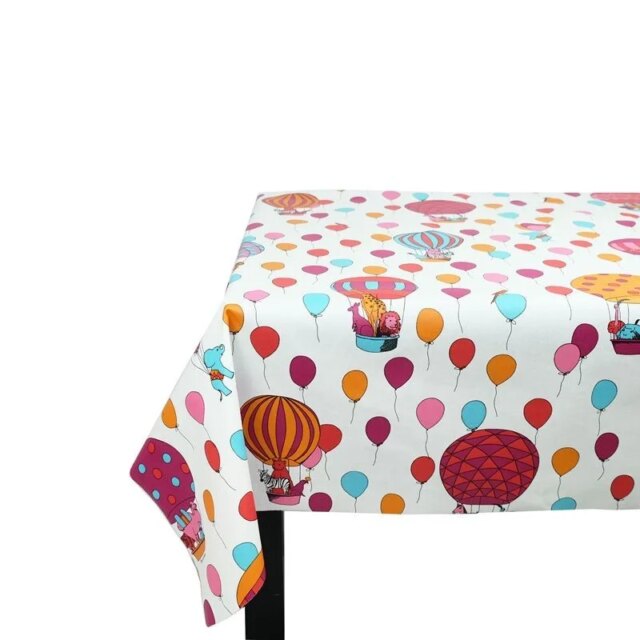 Fleur de Soleil - Nappe enduite ronde ou ovale Cirque rose