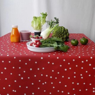 Fleur de Soleil - Nappe enduite ronde ou ovale Confettis rouge