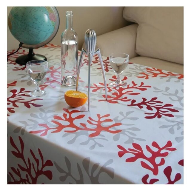 Fleur de Soleil - Nappe enduite ronde ou ovale Corail rouge