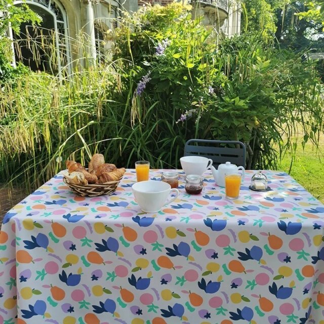 Fleur de Soleil - Nappe enduite ronde ou ovale Fruits vitaminés