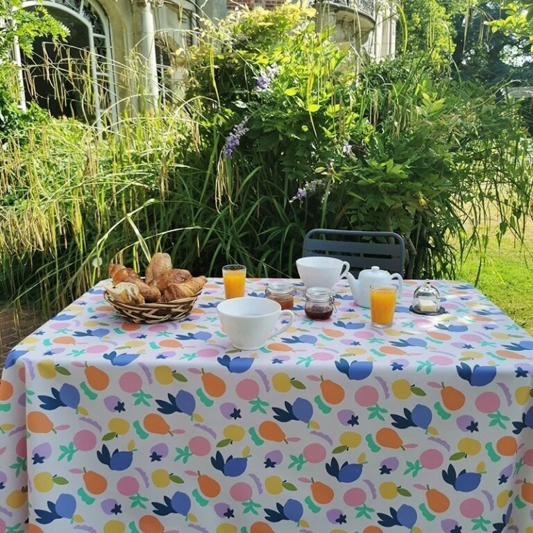 Fleur de Soleil - Nappe enduite ronde ou ovale Fruits vitaminés