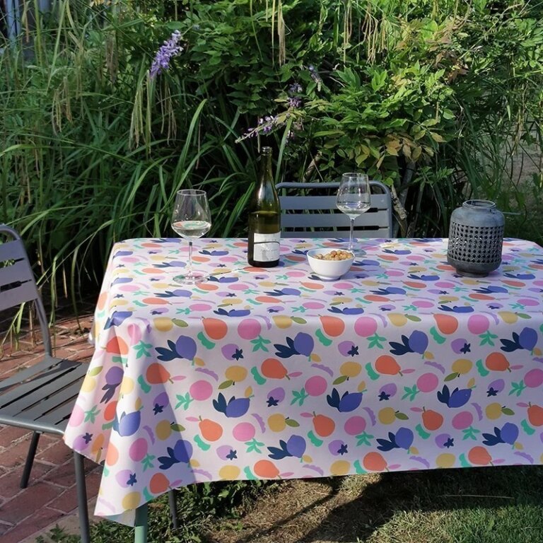 Fleur de Soleil - Nappe enduite ronde ou ovale Fruits vitaminés