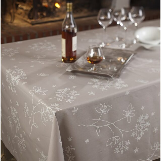 Fleur de Soleil - Nappe enduite ronde ou ovale lin/coton Astrance