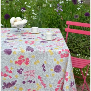 Nappe enduite ronde ou ovale Mimosa Parme par la marque Fleur de Soleil Fleur de Soleil - Nappe enduite ronde ou ovale Mimosa Parme