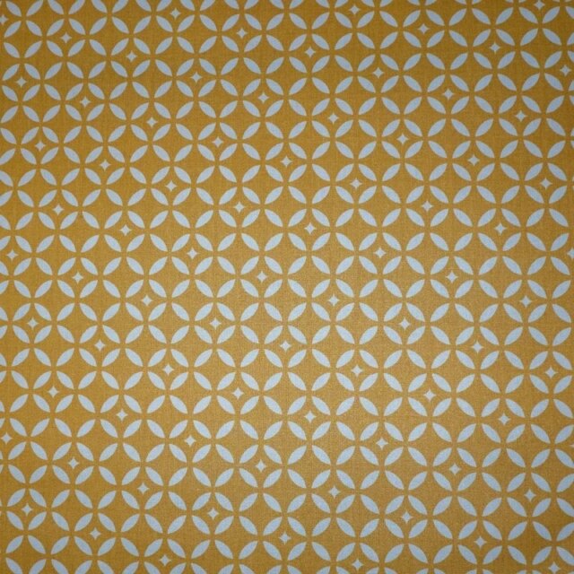 Fleur de Soleil - Nappe enduite ronde ou ovale Mosaïque Jaune curry