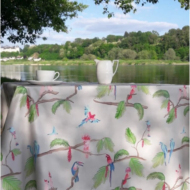 Fleur de Soleil - Nappe enduite ronde ou ovale Amazonie