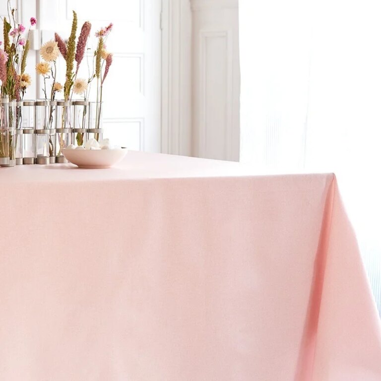 Fleur de Soleil - Nappe enduite ronde ou ovale Pailletée rose poudré