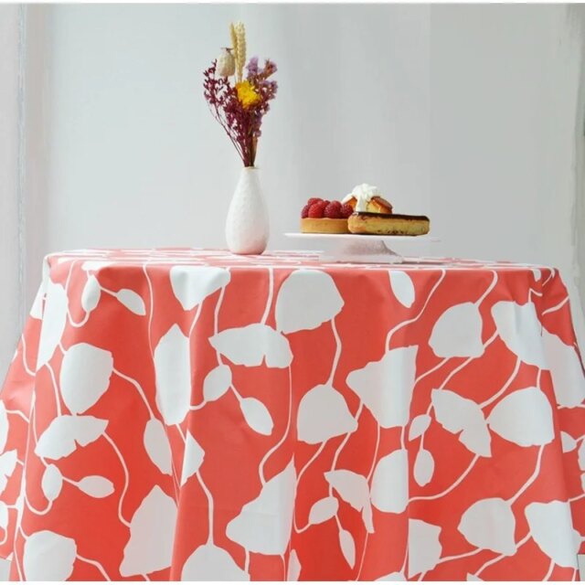 Fleur de Soleil - Nappe enduite ronde ou ovale Pavots corail