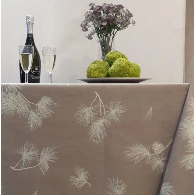 Fleur de Soleil - Nappe enduite ronde ou ovale Pin Beige