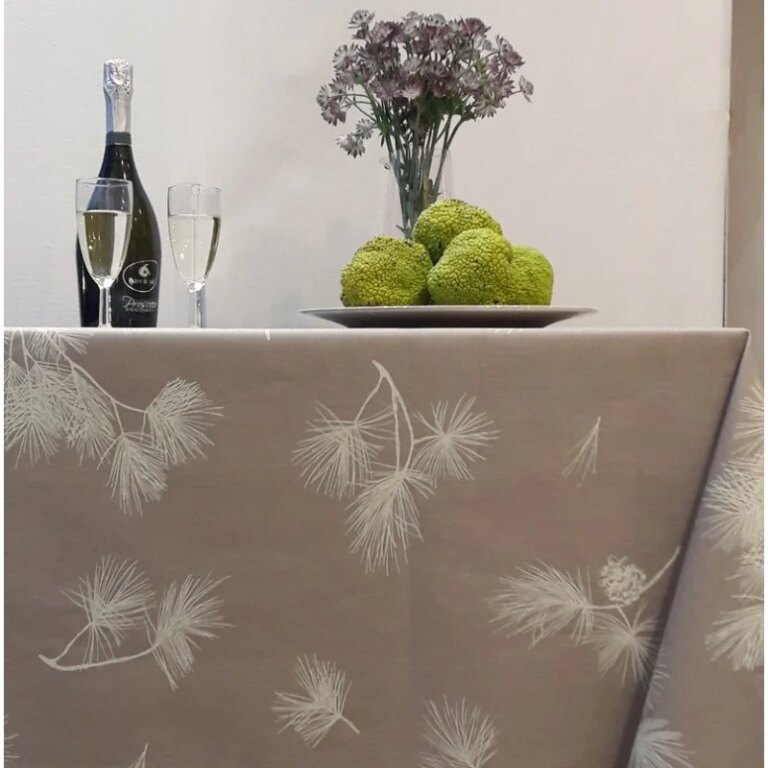 Fleur de Soleil - Nappe enduite ronde ou ovale Pin Beige