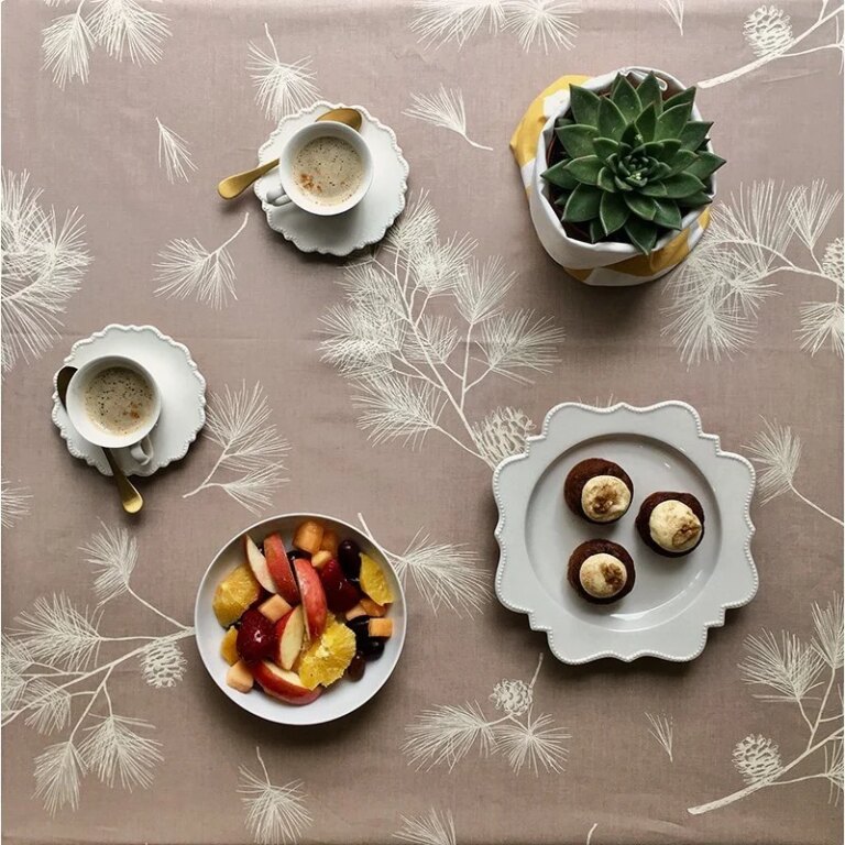 Fleur de Soleil - Nappe enduite ronde ou ovale Pin Beige