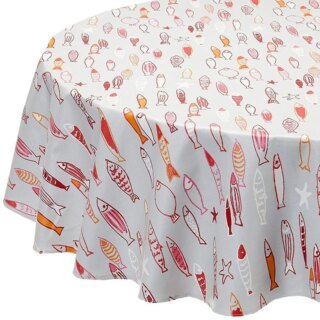 Nappe enduite ronde ou ovale Poissons soleil par la marque Fleur de Soleil Fleur de Soleil - Nappe enduite ronde ou ovale Poissons soleil