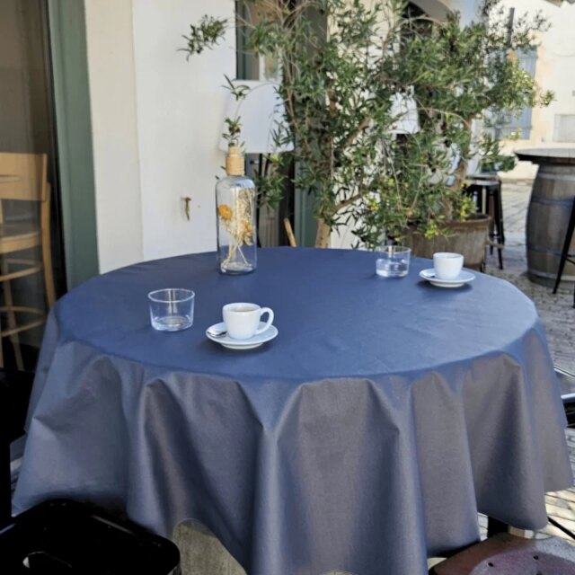 Fleur de Soleil - Nappe enduite ronde ou ovale unie gris anthracite