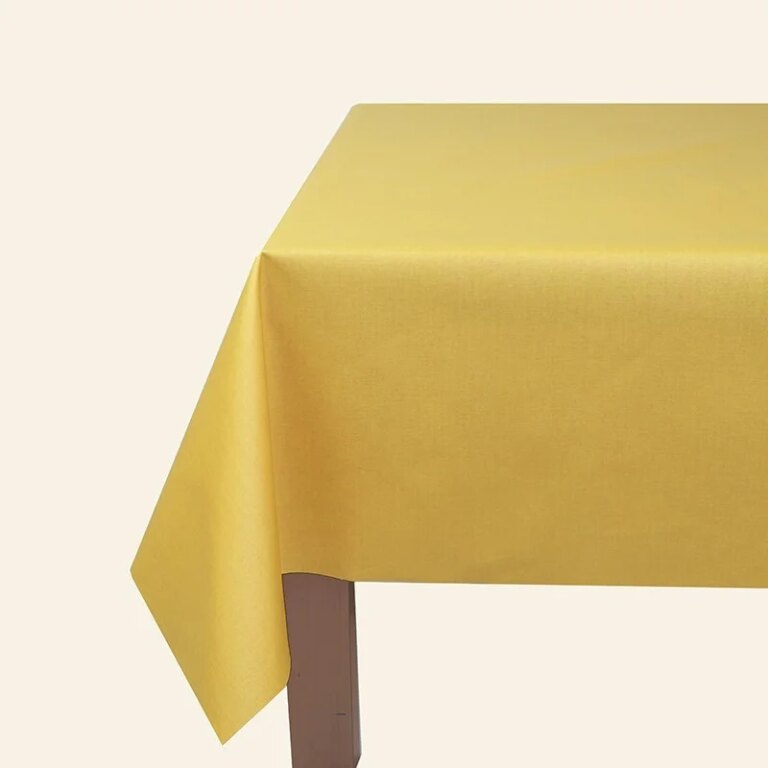 Fleur de Soleil - Nappe enduite ronde ou ovale Unie jaune curry