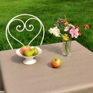 Nappe enduite ronde ou ovale lin/coton taupe par la marque Fleur de Soleil Fleur de Soleil - Nappe enduite ronde ou ovale lin/coton taupe