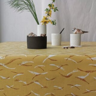 Fleur de Soleil - Nappe enduite ronde ou ovale Vagues jaunes