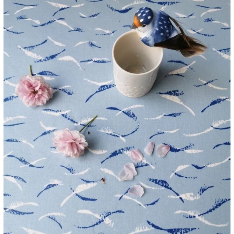 Fleur de Soleil - Nappe enduite Vagues bleues